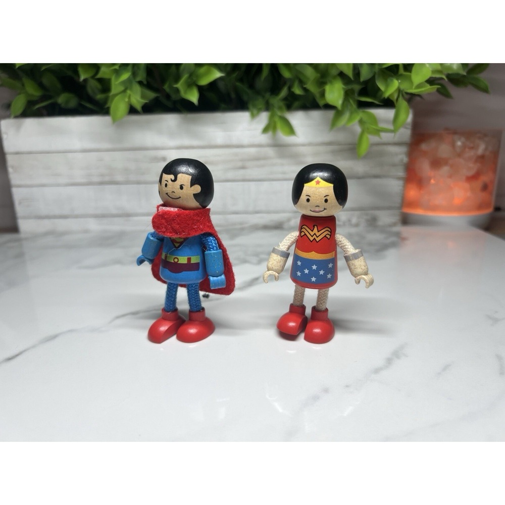 Pottery Barn DC Justice League Wooden Figurine - Wonder Woman & Superman